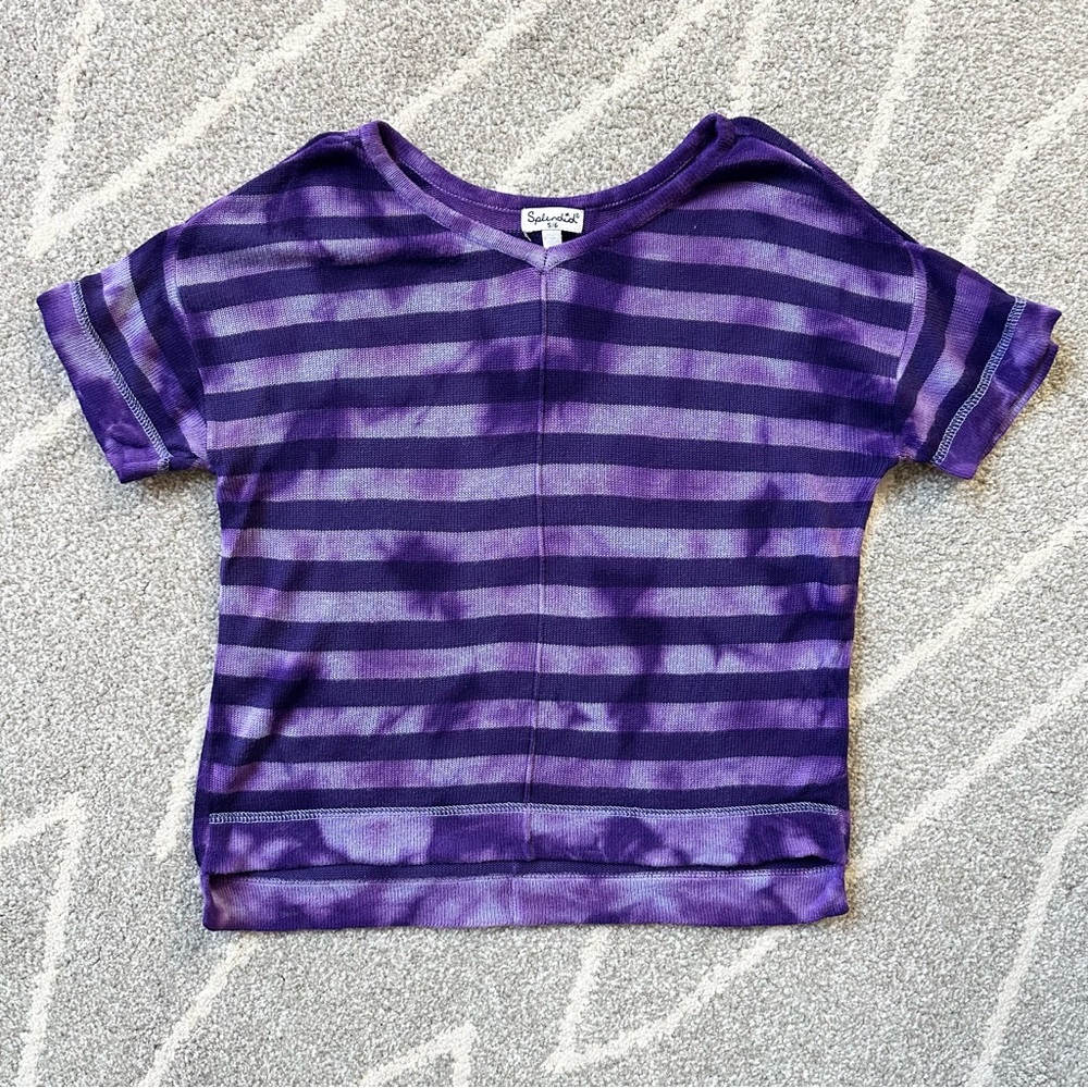 Splendid Purple Striped Short Sleeve Knit Top Girls 5/6